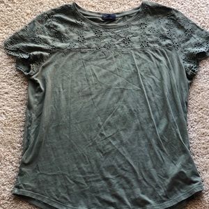GAP Olive Green Shirt with Lace Detail